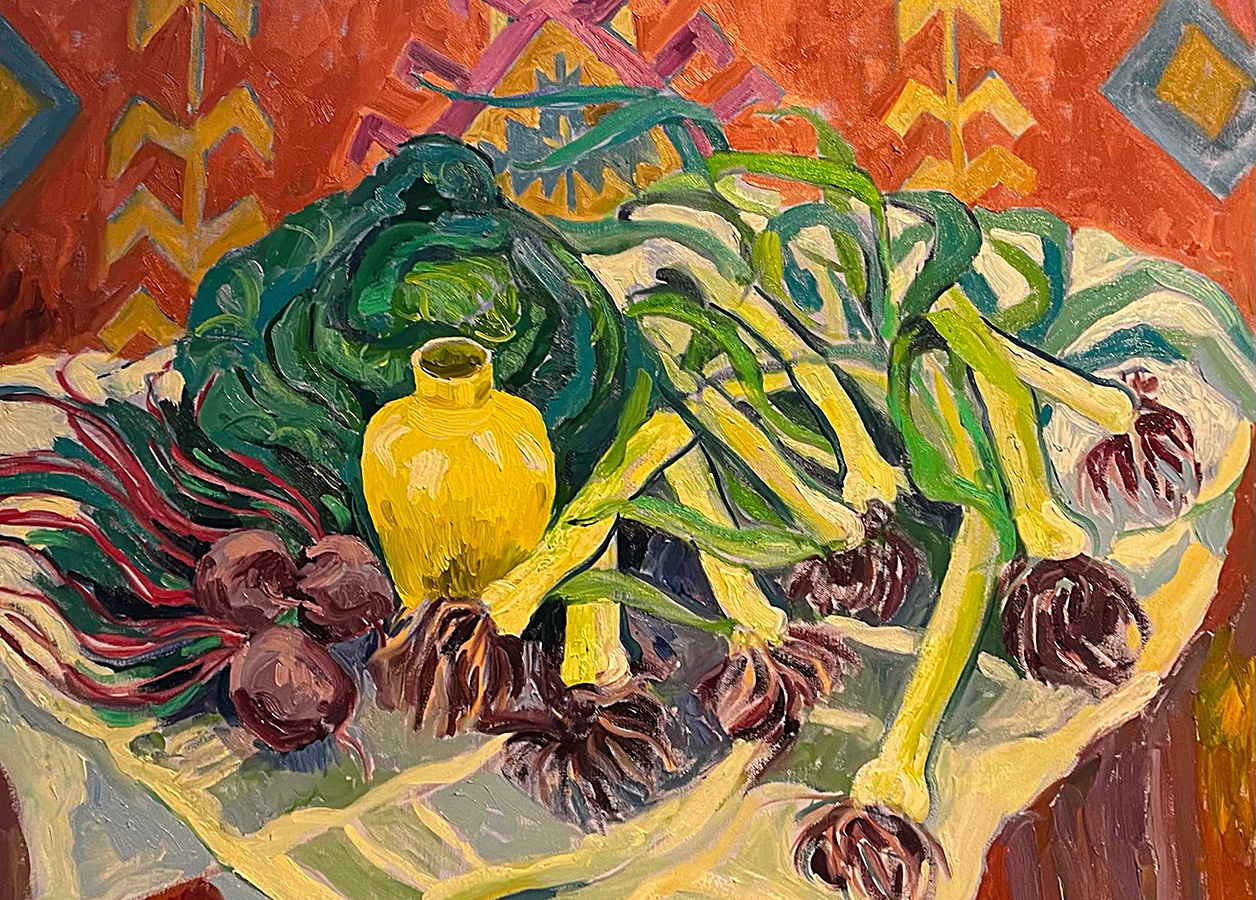 Josephine Trotter Tangled Leeks with Yellow Pot