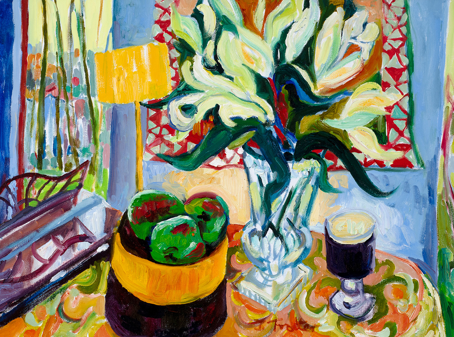 Lilies and Guinness Josephine Trotter Oil on canvas 18in x 24in 46cm x 61cm