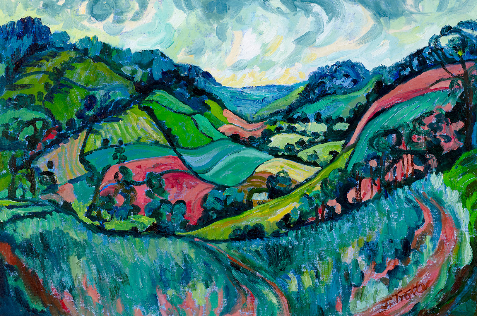 Stogumber Somerset Josephine Trotter Oil on canvas 24in x 36in 61cm x 92cm