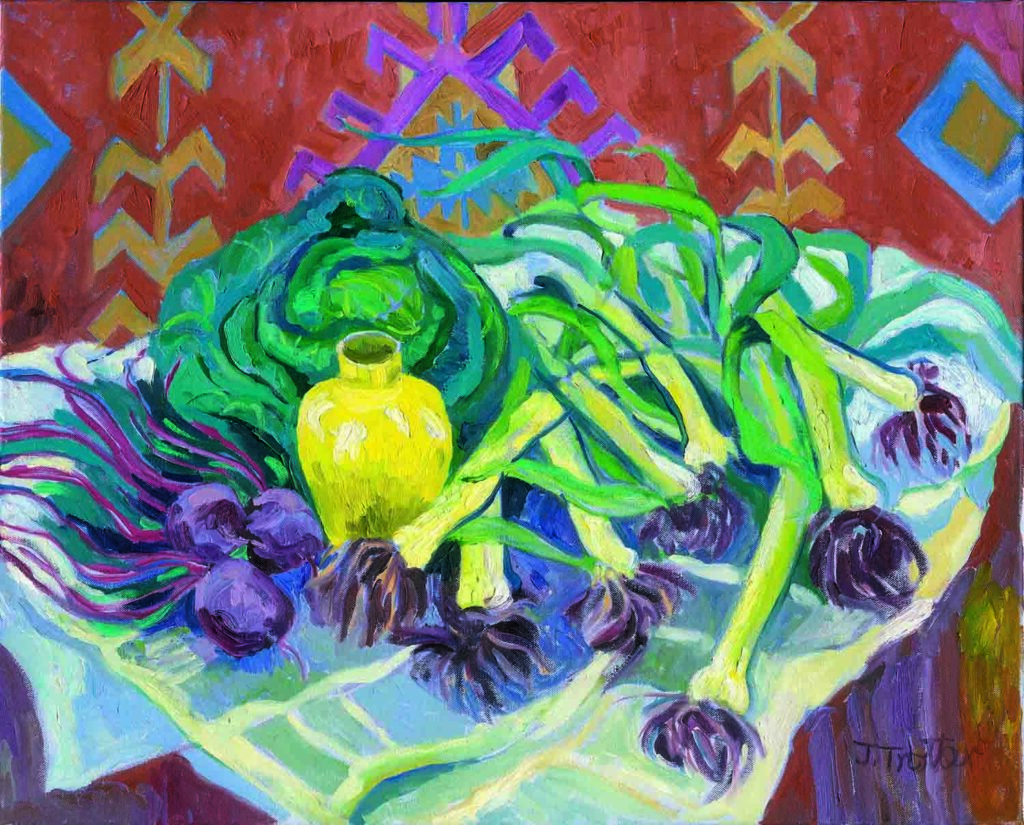 Tangled Leeks and Yellow Pot