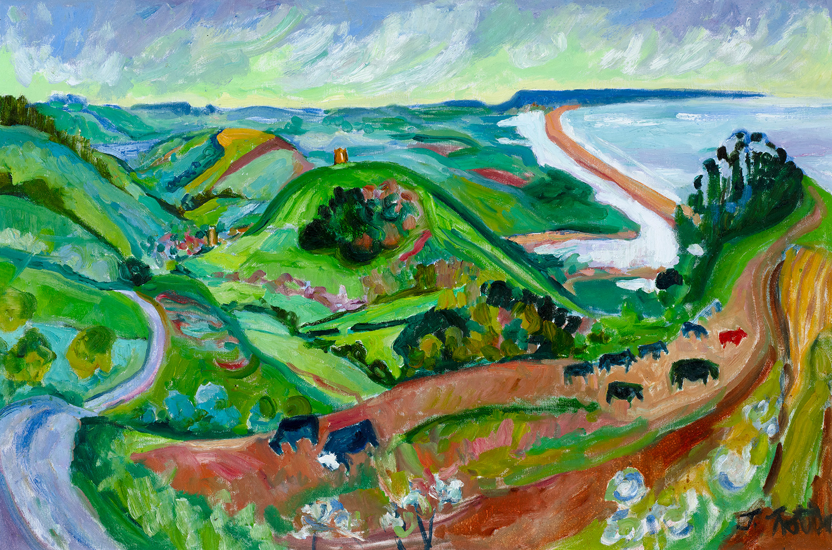 St Catherine’s Chapel and Chesil Beach by Josephine Trotter